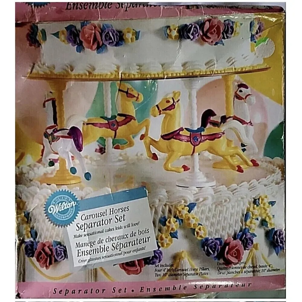 Wilton Carousel Horse Cake Separator Set of 2 Vintage 1996 Cake Toppers Toys